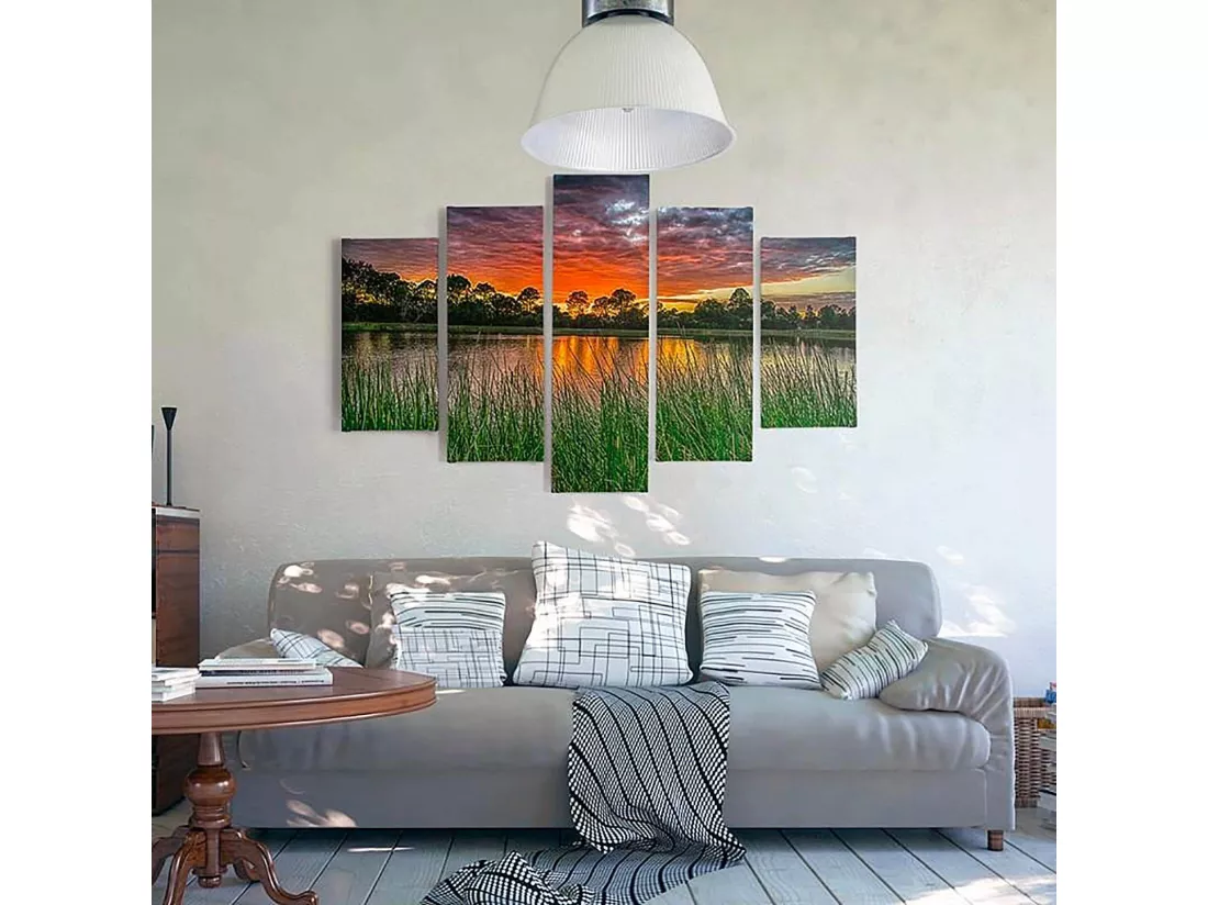 Tableau coucher de soleil sur l'eau 3 - 200 x 100 cm