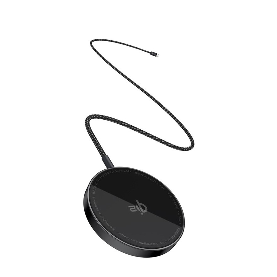 (1.5m) 15W Simple Mini4 USB C auf MagSafe Ladegerät Magnetischer Qi2 Wireless Charger - Schwarz