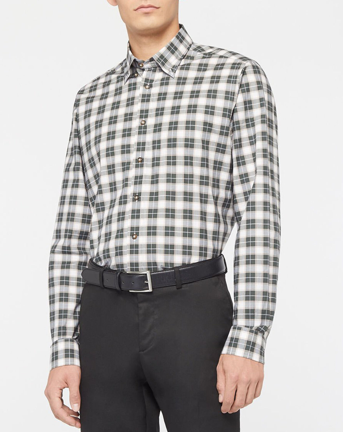 Hackett London Chemise Classic Fit à carreaux blanc/vert