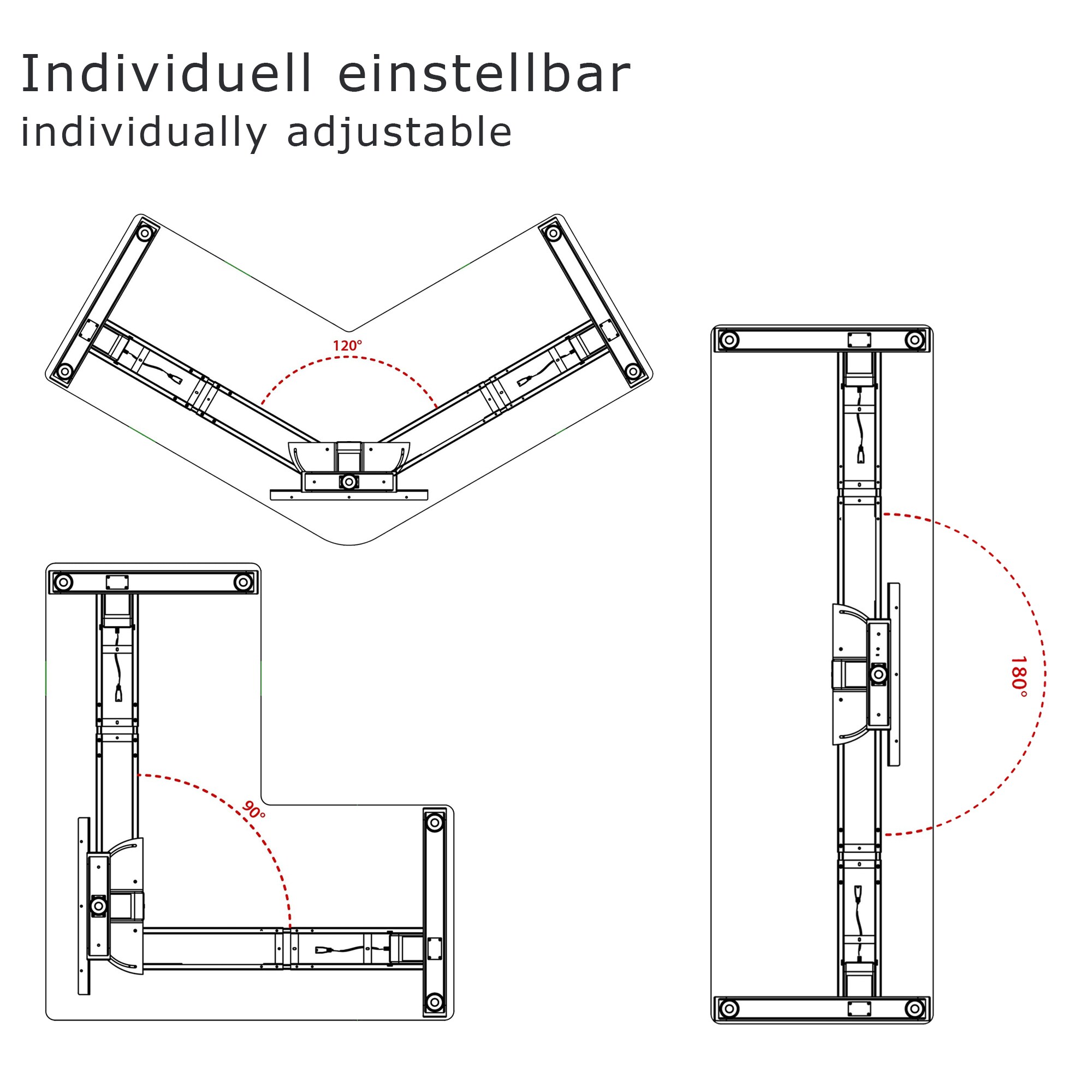 Albatros LIFT L7W Gestell für Eckschreibtisch Höhenverstellbar Elektrisch weiß - Winkelschreibtisch Memoryfunktion, Kindersicherung-Schreibtischgestell Höhenverstellbar Elektrisch, Stufenlos