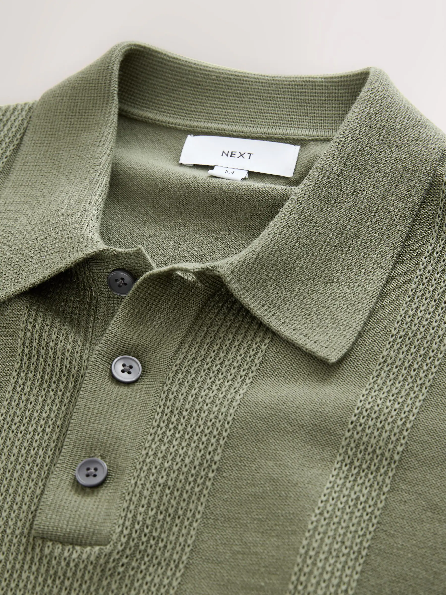 Groen - Regular-fit poloshirt met textuur, hoog katoengehalte, korte mouwen en gebreid