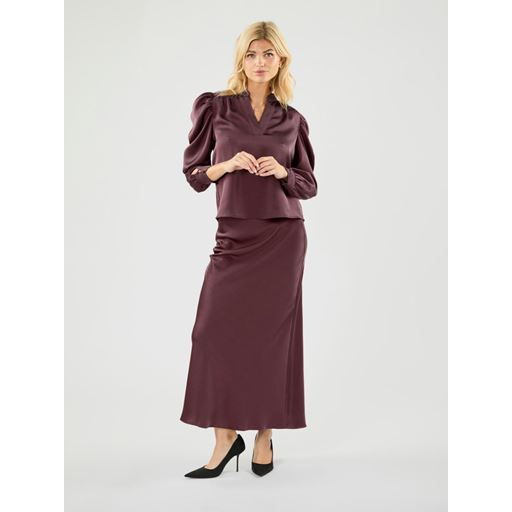 Neo Noir Rosslyn Heavy Sateen Bluse, Burgundy, 34