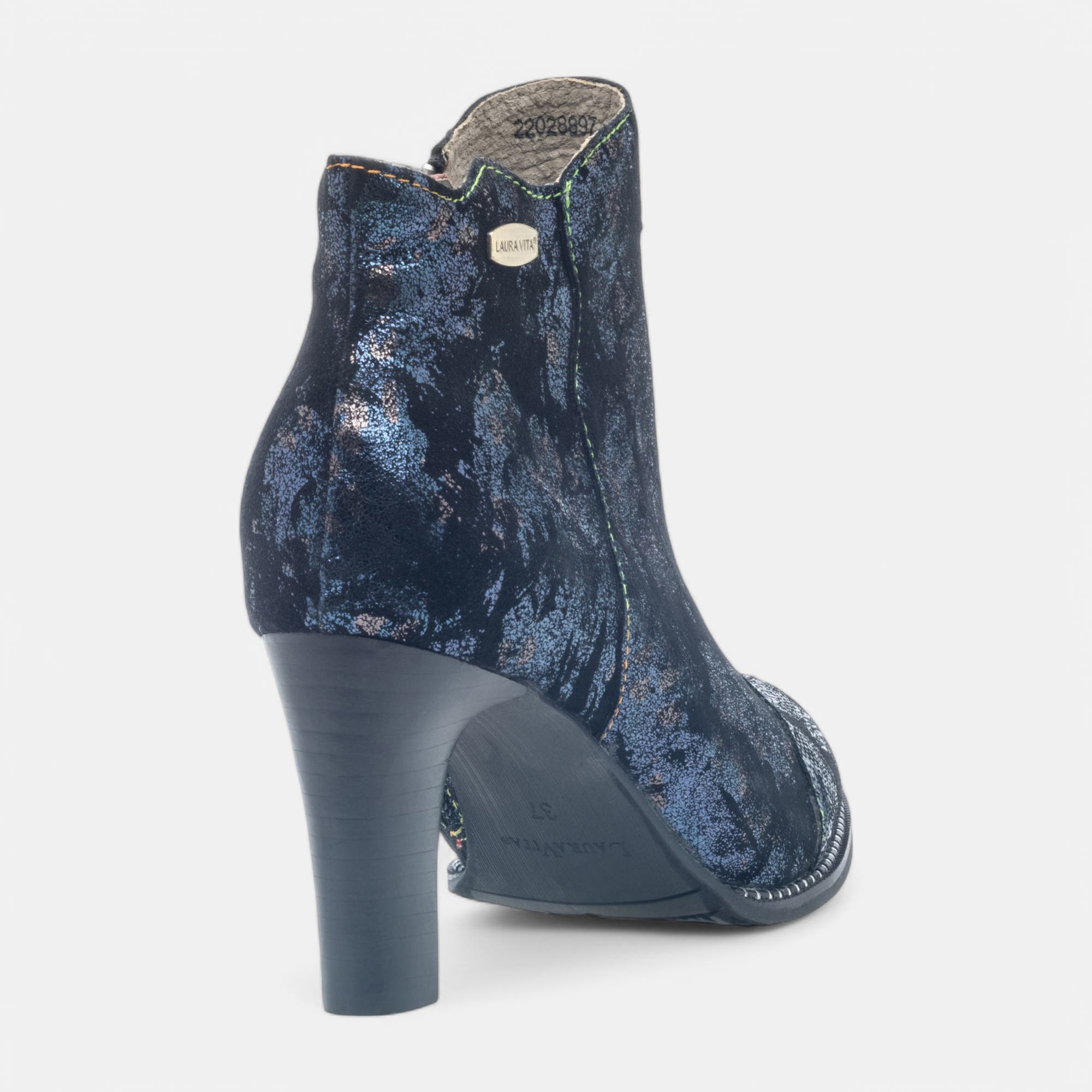 Bottines à talon Femme en cuir bleu marine