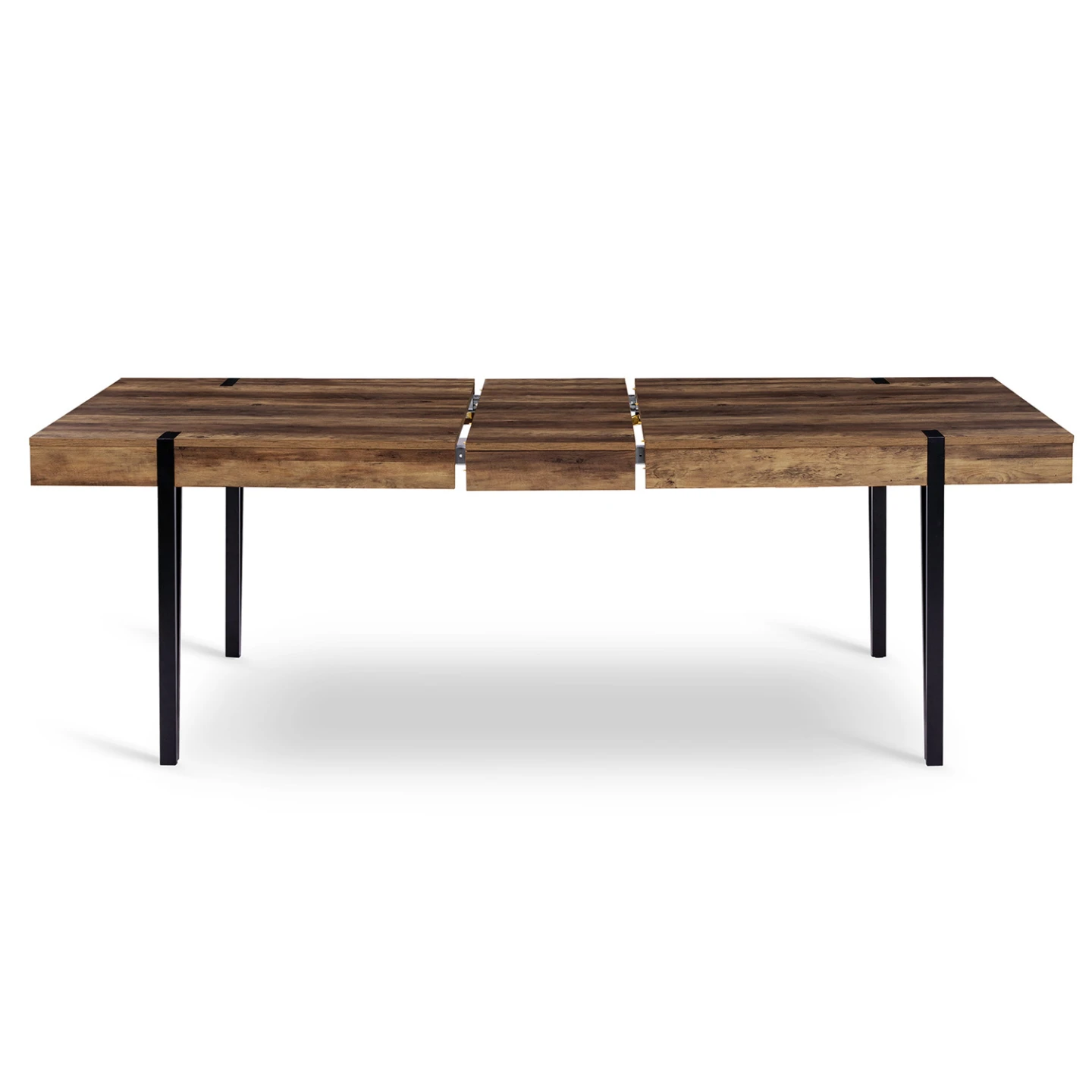 Table à manger extensible rectangle AUSTRIA 8-12 personnes bois pied épingle noir 200-240 cm
