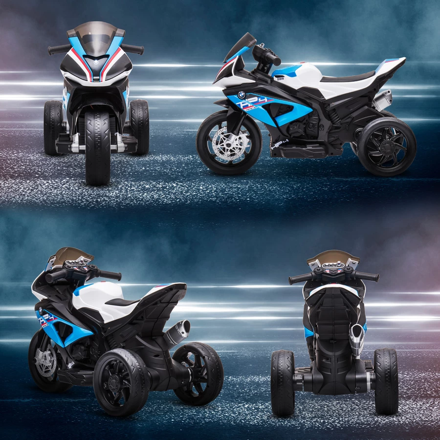 HOMCOM Kinder Elektromotorrad mit 3 Musikmodi blau