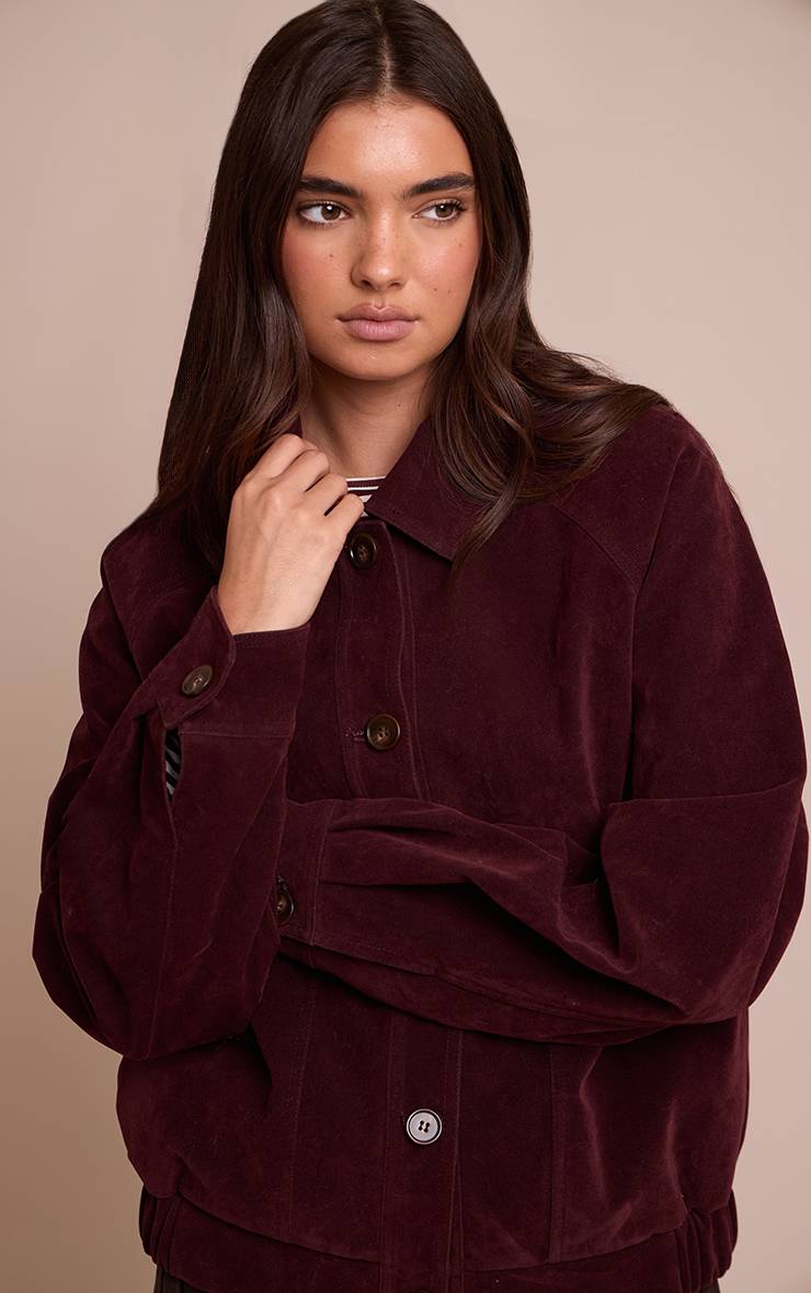Rouge Bordeaux Veste Oversize En Synthétique
