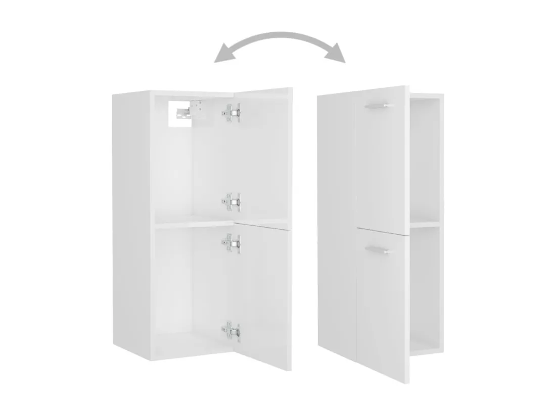 Armoire de salle de bain Blanc brillant Bois d’ingénierie