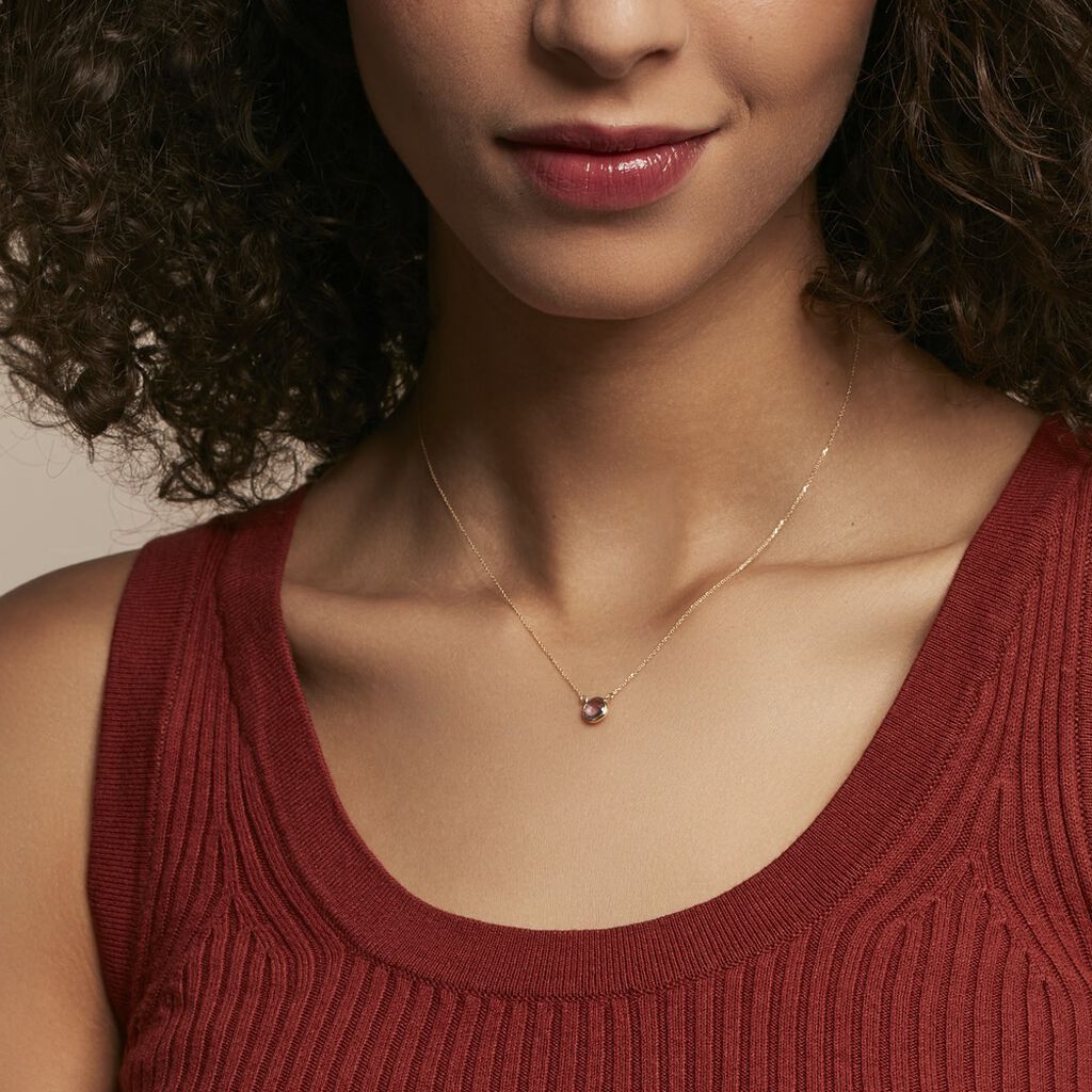 Collier Arenale Or Jaune Amethyste