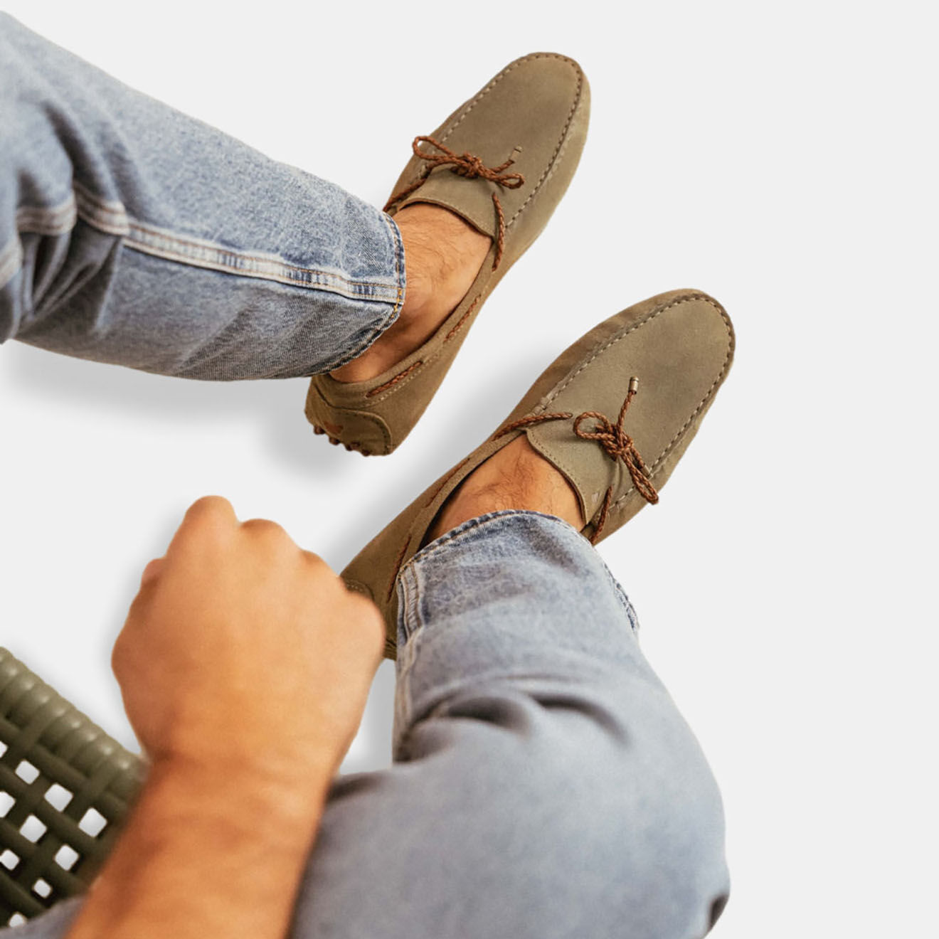Bobbies Mocassins en Velours de Cuir Llyod verts