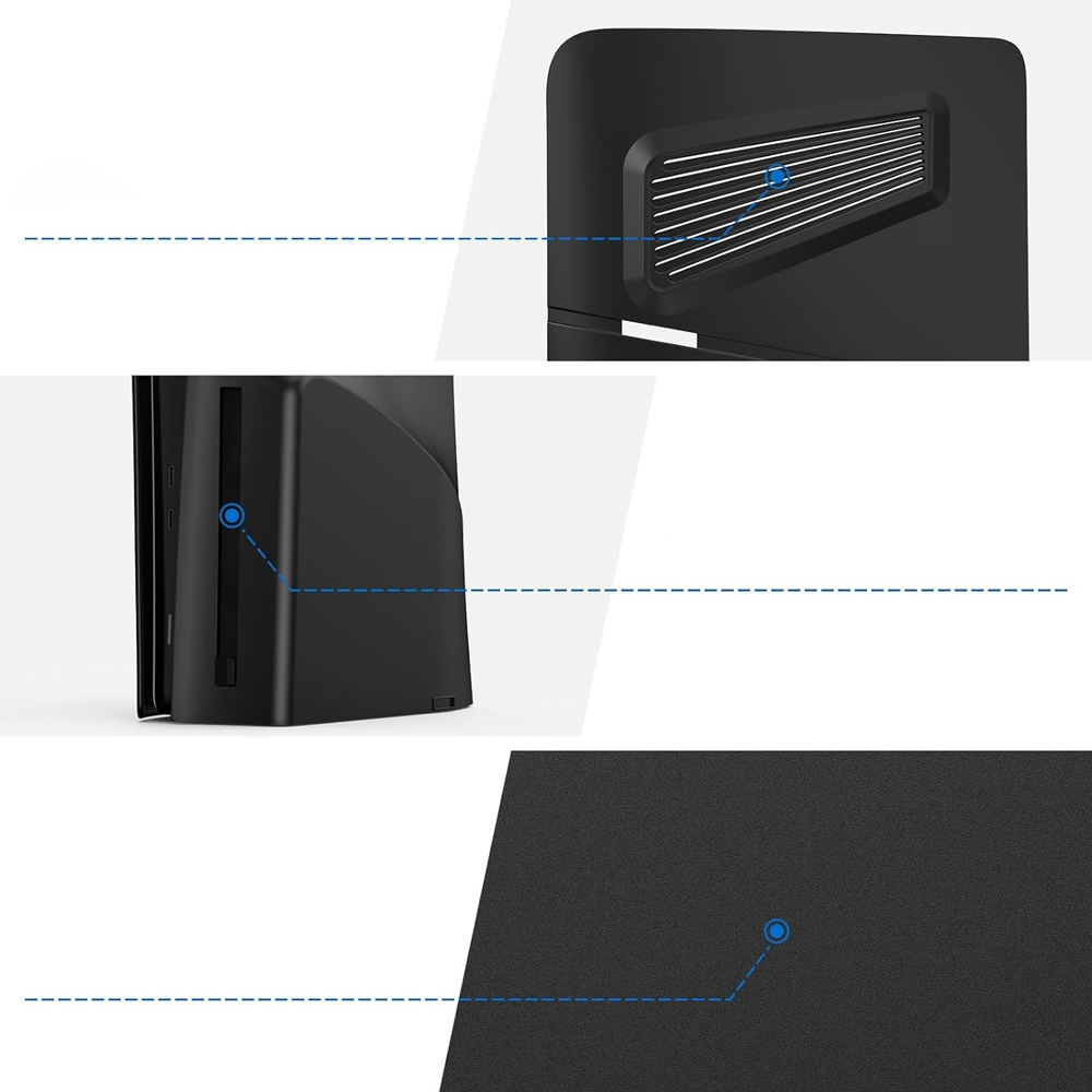 PlayStation 5 PS5 Slim Frontplatte Faceplate Gehäuse Case Cover Dock Ersatzplatte mit Lufteinlass - Schwarz