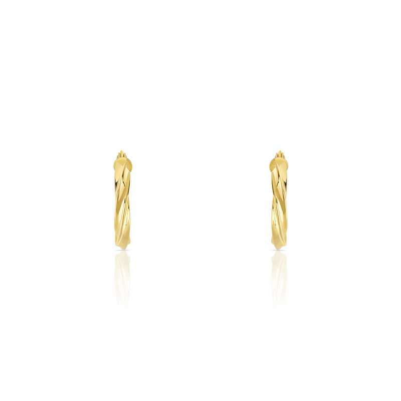 Créoles or 750 jaune torsadées 10 mm