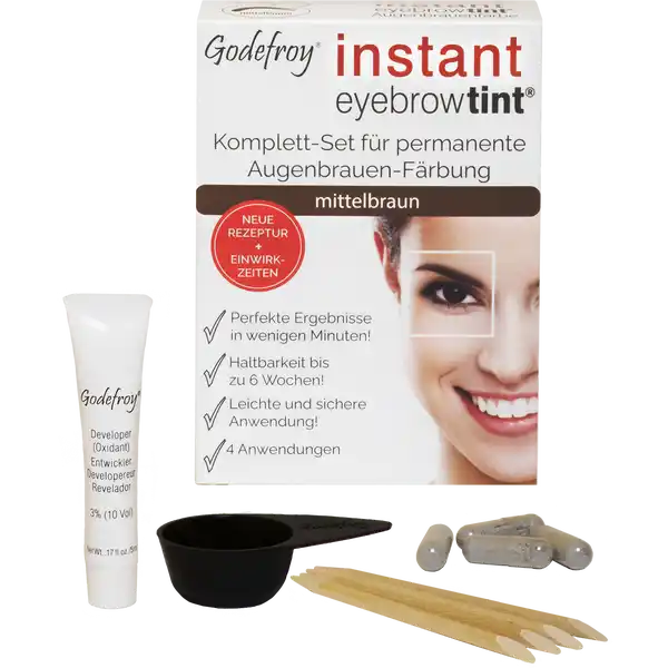 Instant Eyebrow Tint Komplett-Set für permanente Augenbrauen-Färbung mittelbraun