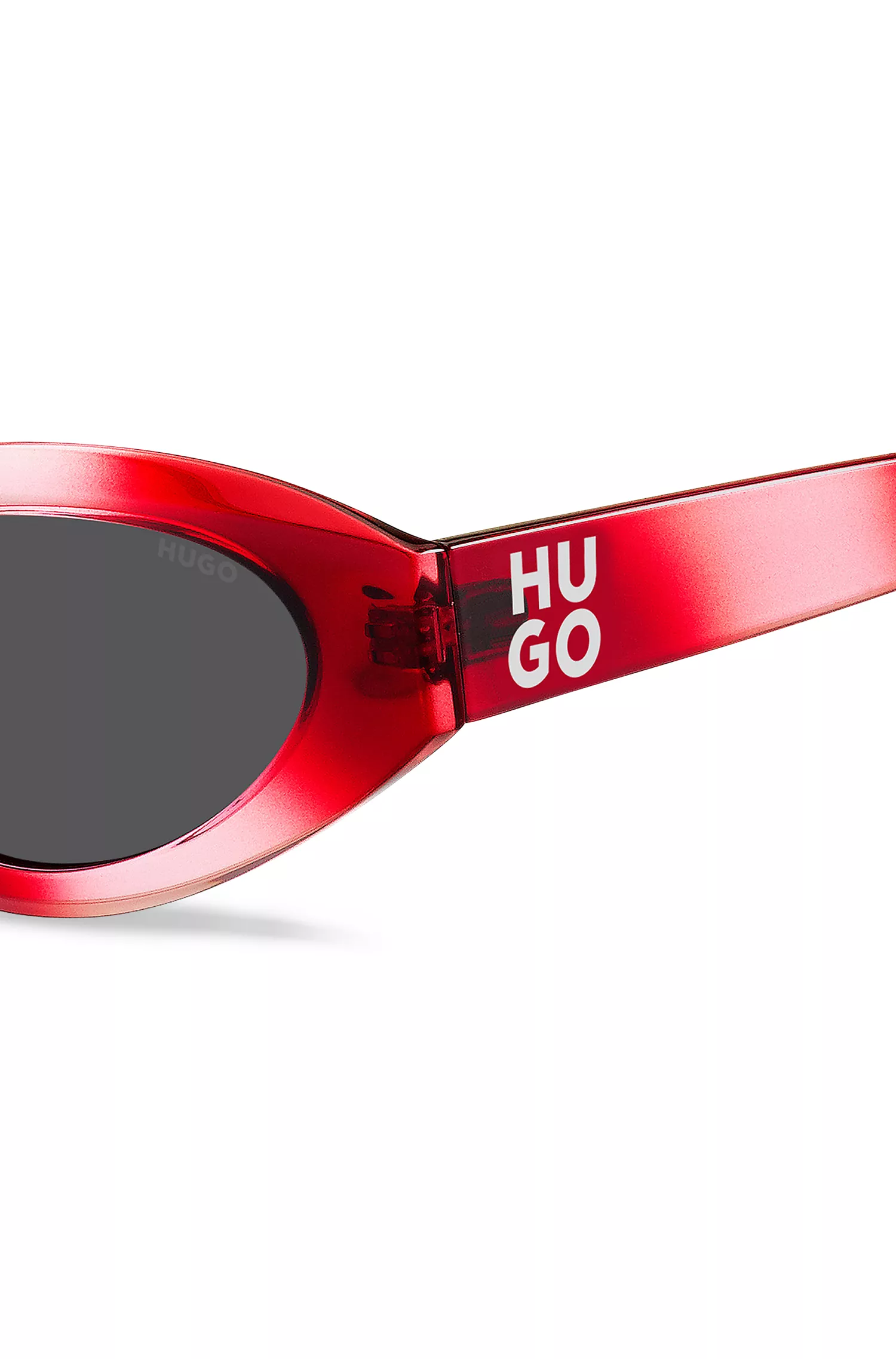 Óculos de sol HUGO Red-Red com hastes com logotipos sobrepostos.