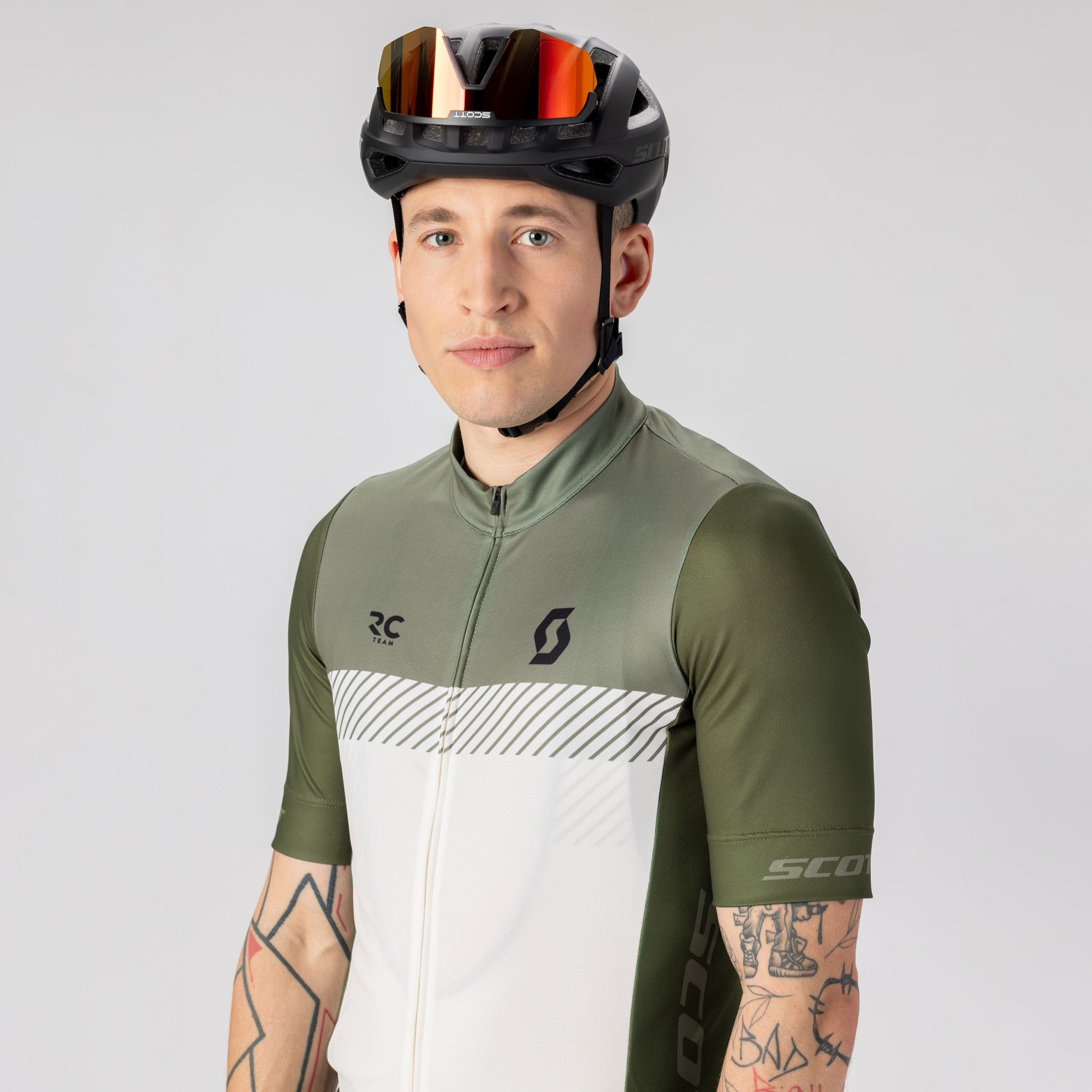 SCOTT RC Team kortærmet cykeltrøje hay green/cotton white herre
