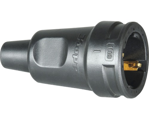 Beschermcontact rubberkoppeling IP20 met knikbeveiliging, zwart