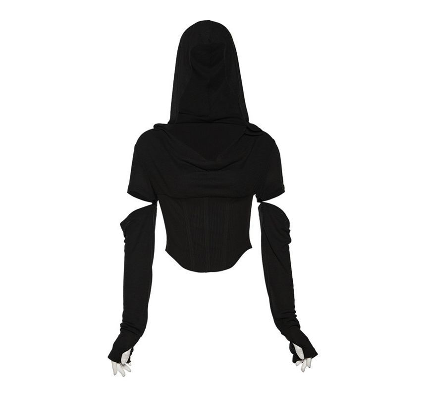 HERMITAKH - Lange mouwen coltrui met capuchon en bustier