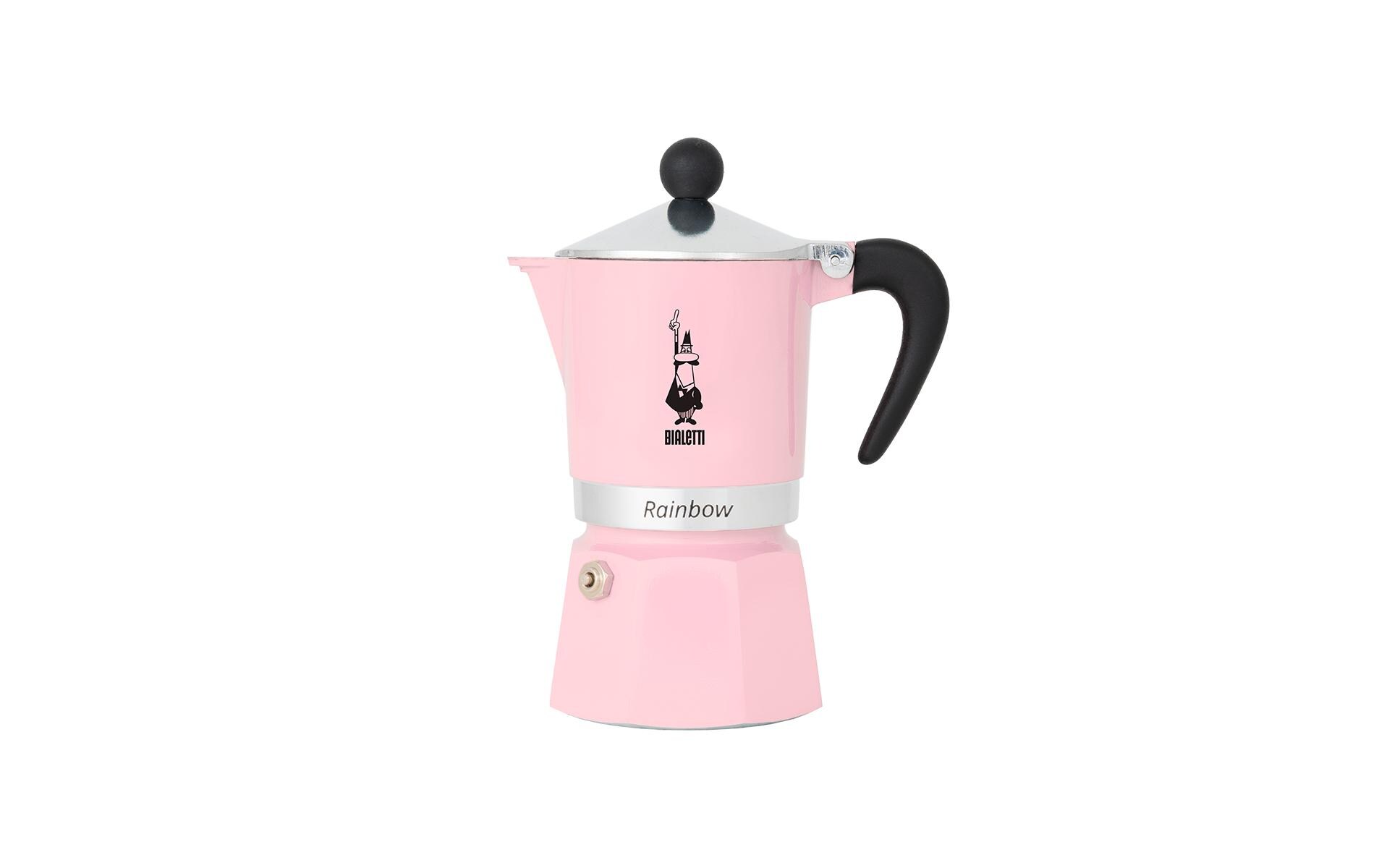Espressokocher Rainbow für 3 Tassen, RosaItalienische Espressokanne – ein Design-Klassiker