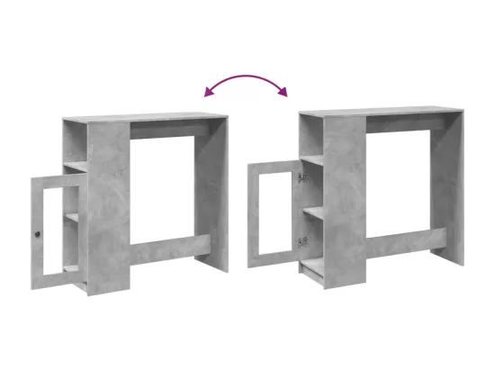 Table de bar avec étagères gris béton bois d'ingénierie