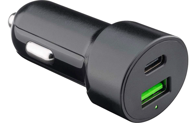 Goobay KFZ USB 2 Port 48W USB-C PD + QC3.0 sw PL Dual-USB Auto Schnellladegerät USB-C