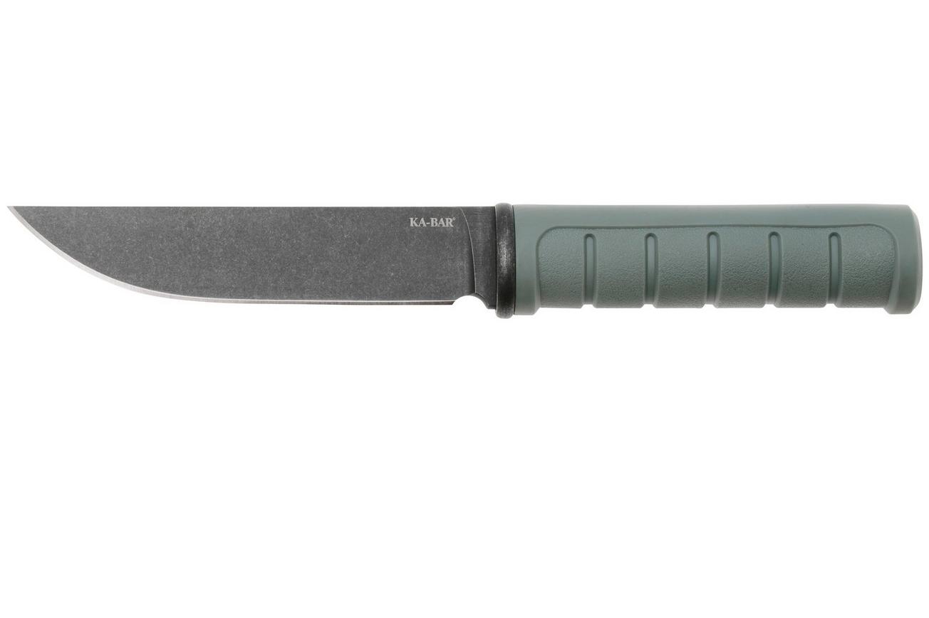 KA-BAR Dust II 6101, Blackwashed D2, Grey-Green GFN, vaststaand mes