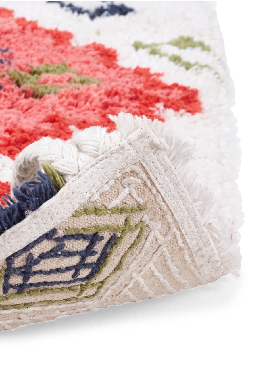 Tapis de salle de bain avec houppes
