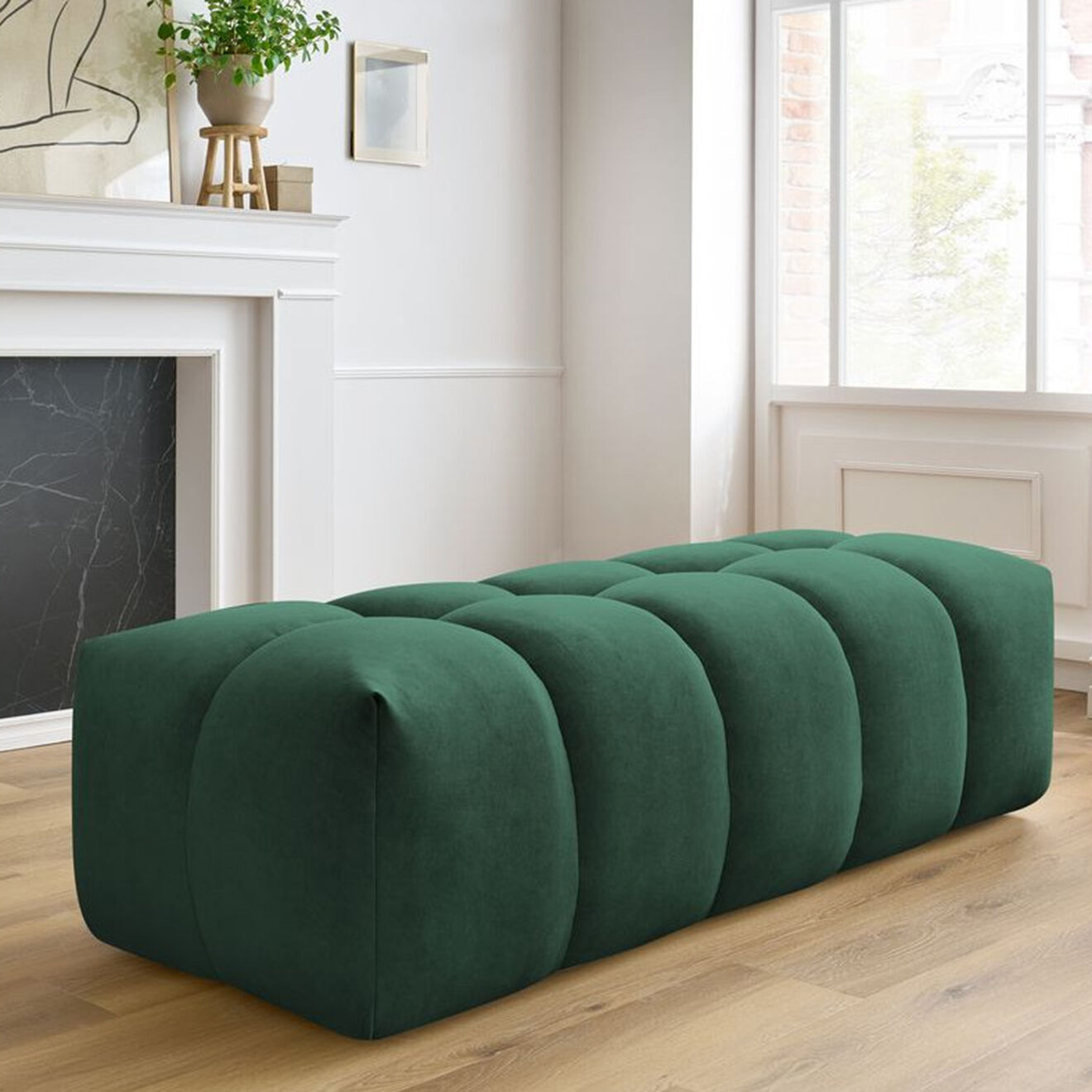 Bobochic Pouf en Velours Mont-Blanc vert - 180x66x48 cm