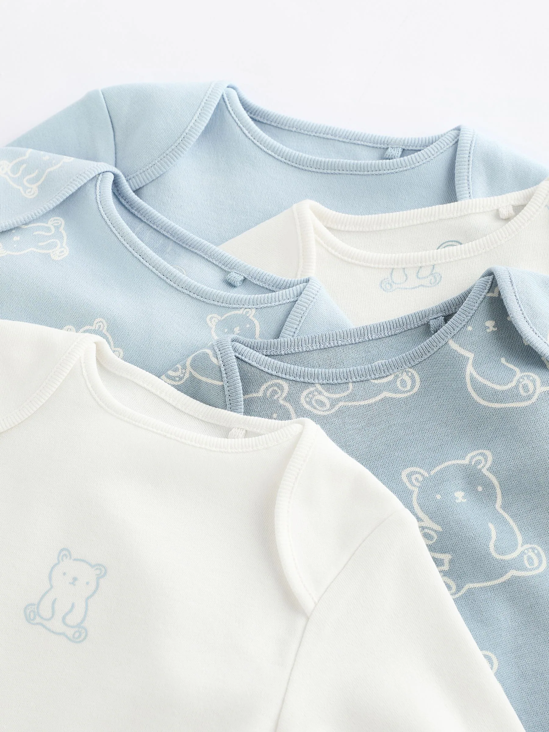 Babyblauw - Set van 5 rompertjes met lange mouwen