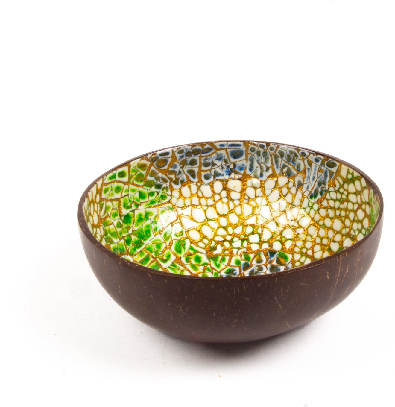 Decoratiebord kokosnoot Coco groen / blauw 7 x 13 x 13 cm