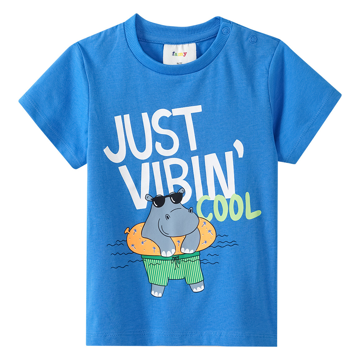 Famy 3 Baby T-Shirts in verschiedenen Dessins blau / beige / hellgrün