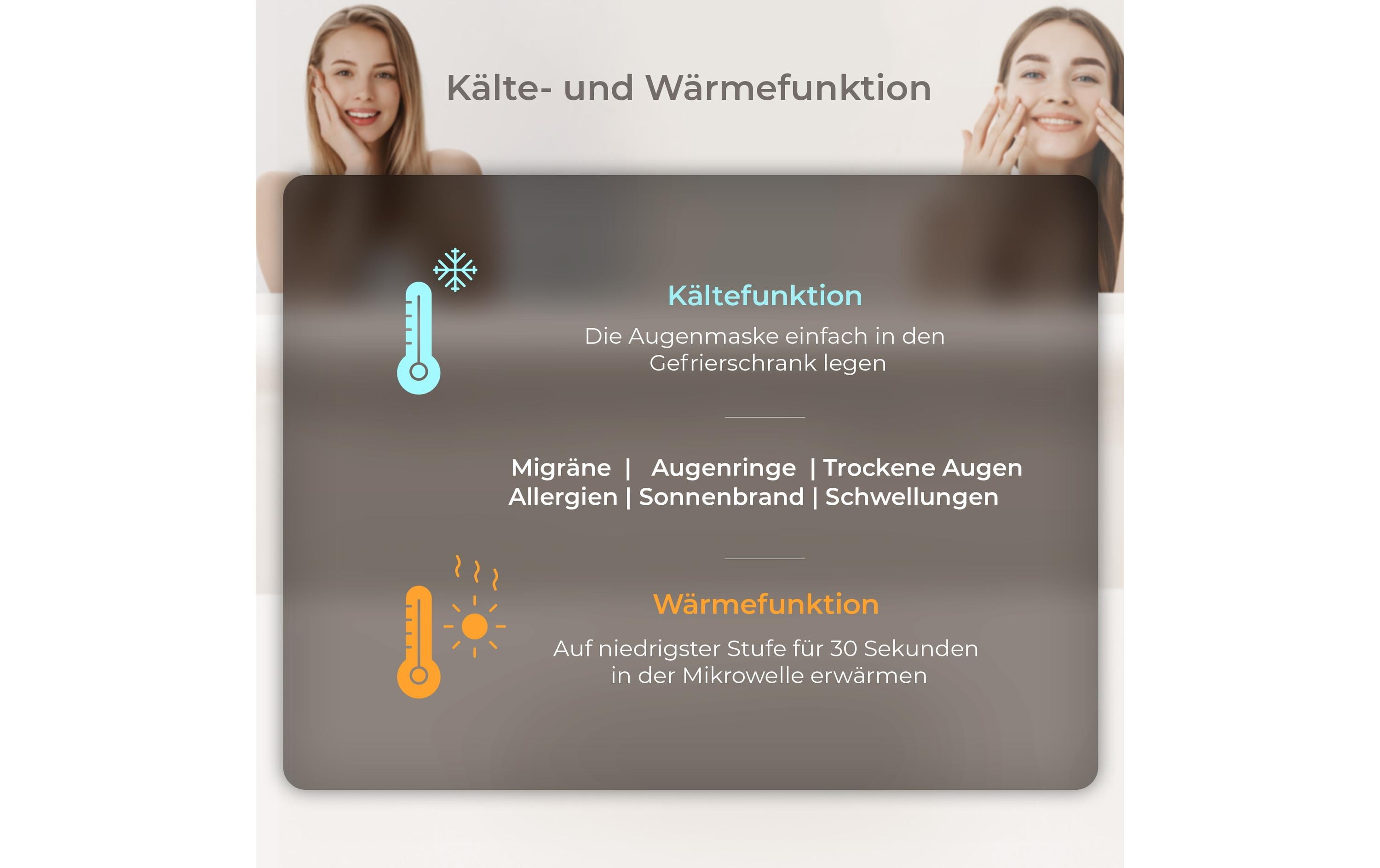 Augenmaske mit Kälte- und Wärmefunktion 1 StückAugenmaske mit Gel-Perlen und Vlies