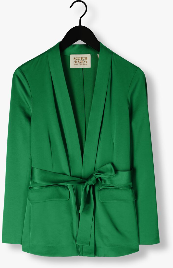 SCOTCH & SODA groene scotch & soda blazer belted satin single breasted blazer