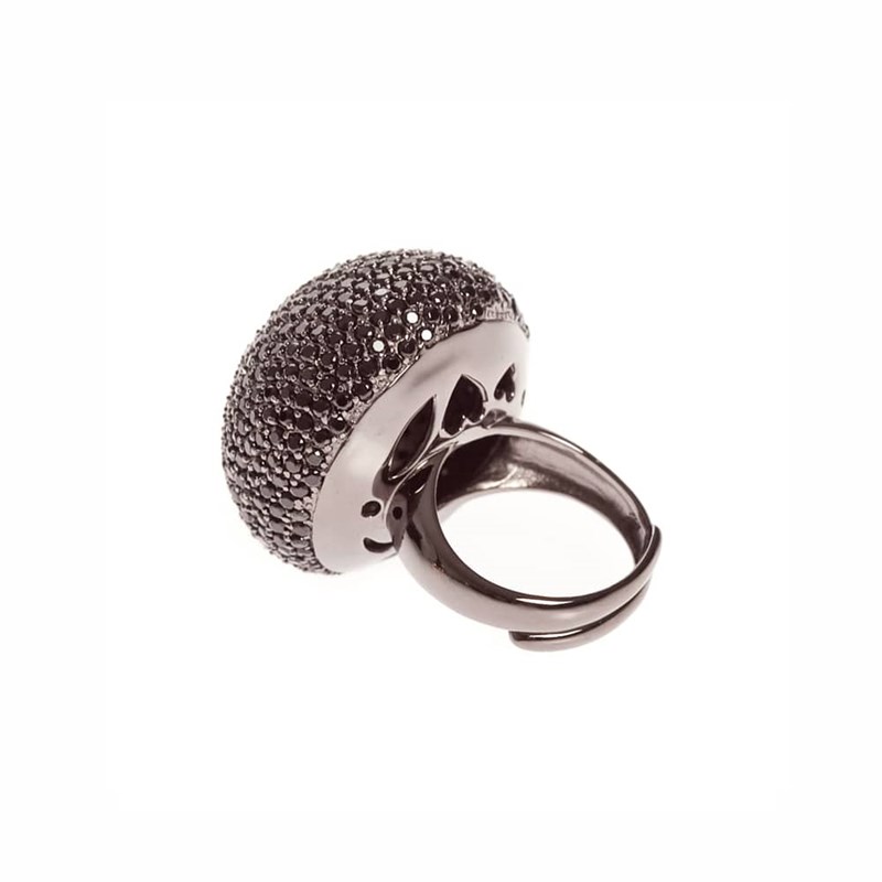 Bague Argent Champignon Noire