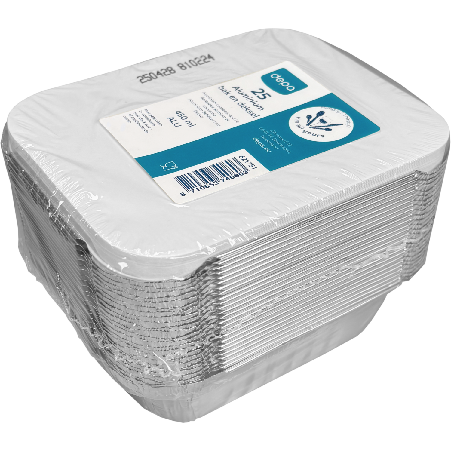 Depa Bak, Aluminium, 450ml, opstaande rand, incl. deksel, 142x116x41mm, zilver