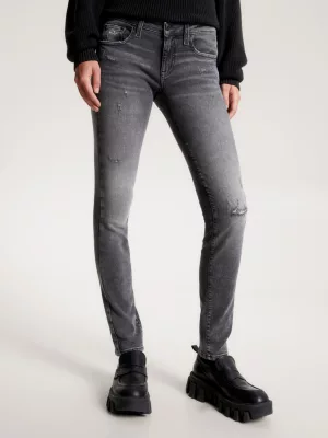 Calça jeans skinny desgastada de cintura baixa Sophie