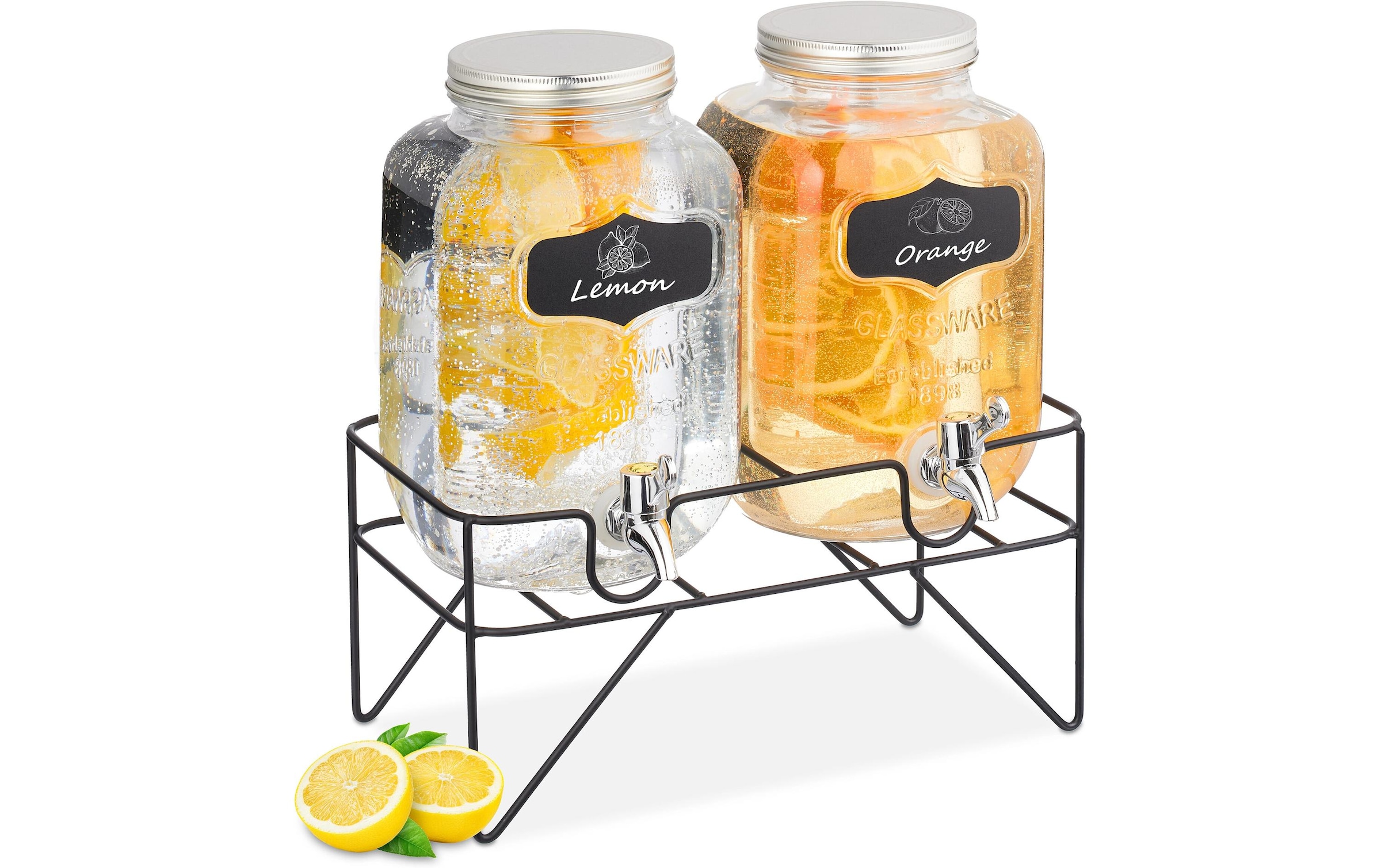 relaxdays Getränkespender »mit Ständer 2er Set, 4 Liter«
