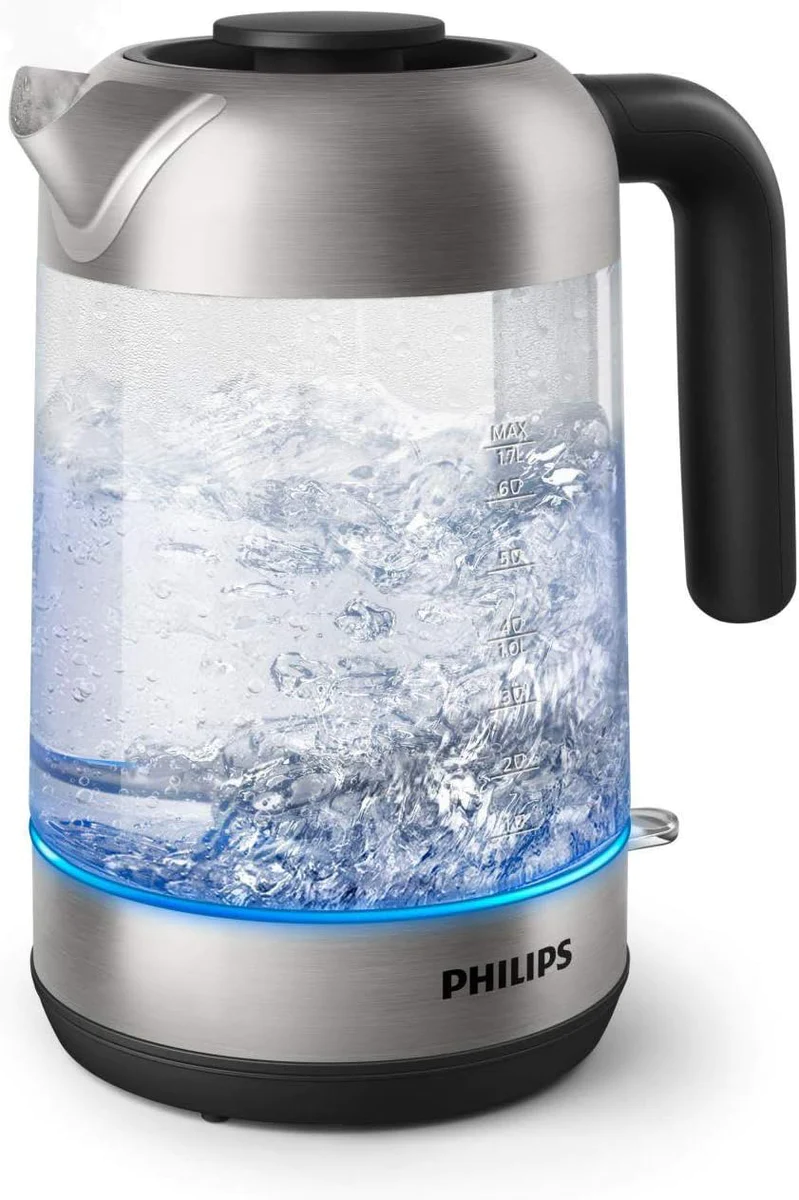bouilloire électrique de 1,7L 2200W transparent gris noir Philips