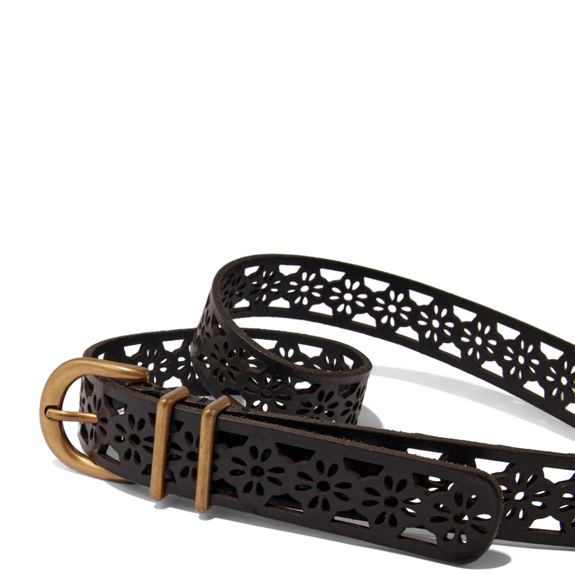 Ceinture en cuir ajourée| Noir