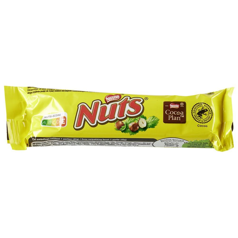 Barre chocolatée Nuts Nestlé individuel 42g
