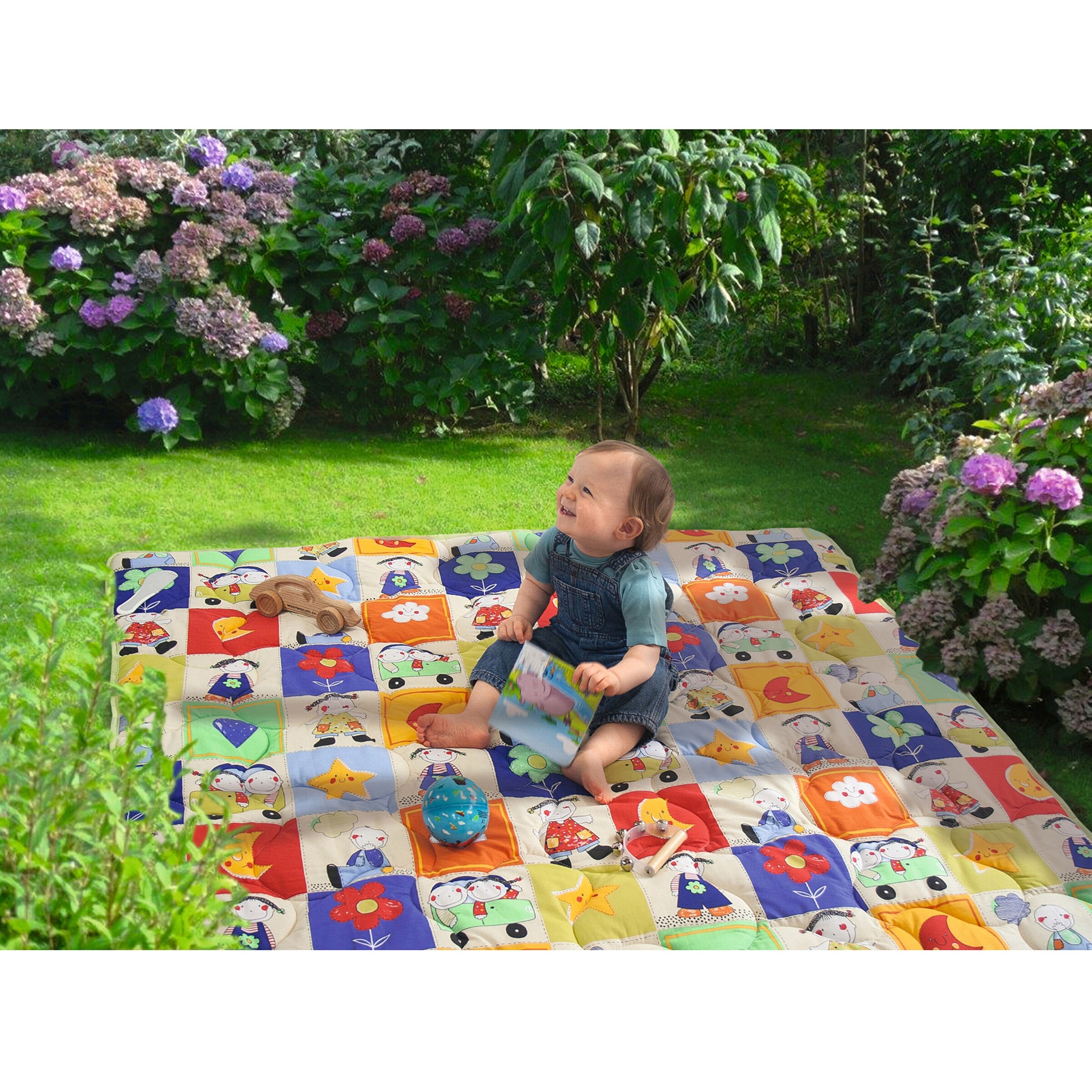 BORNINO HOME Krabbeldecke Jumbo mit wasserfester Unterseite 140x200 cm Patchwork