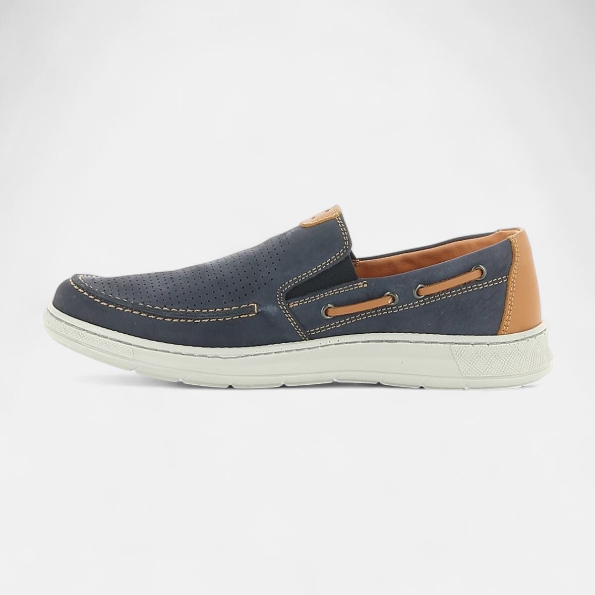 Mocassins pieds sensibles Homme en cuir bleu marine