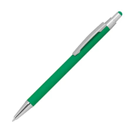 Macma Touchpen Kugelschreiber aus Metall, gummiert, grün, 10 Stück