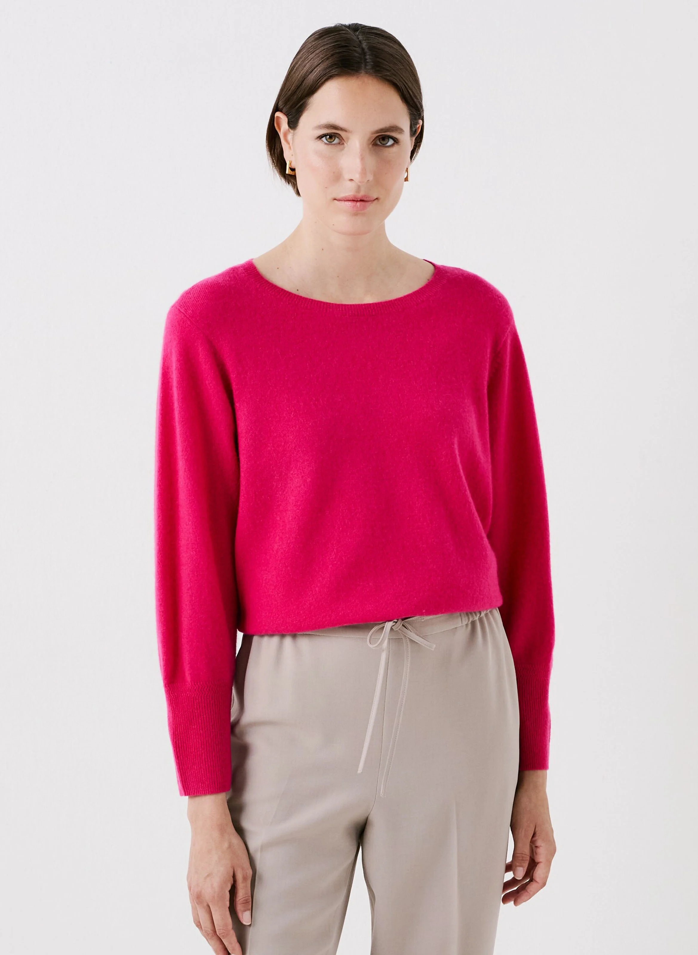 MCHELSEA - Pull droit col rond en cachemire | Rose