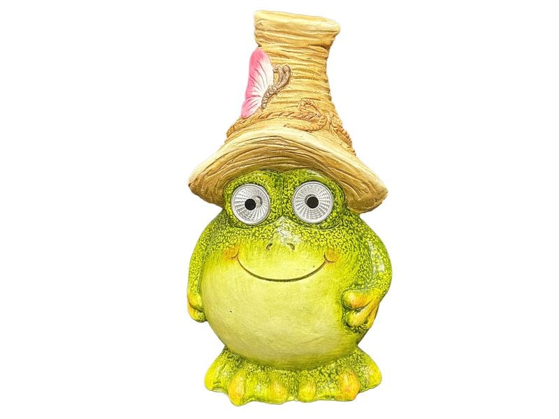 Dameco Solar Figur Frosch Grün LED Solar Figur mit Hut