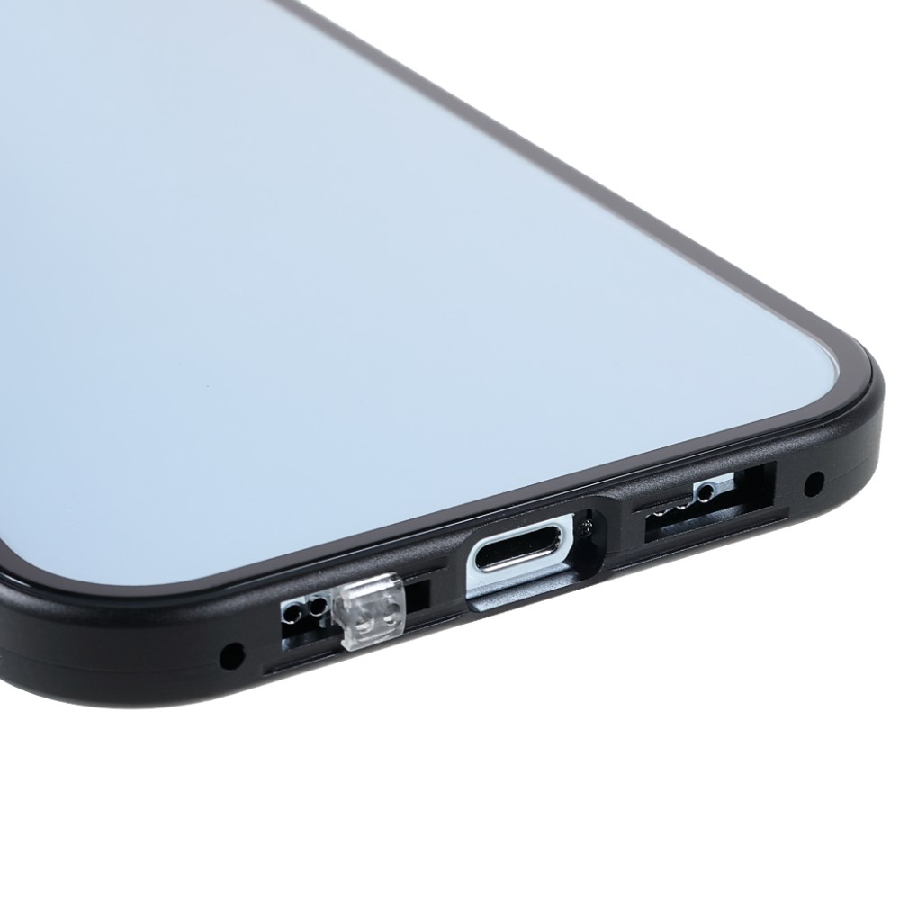 iPhone 13 Pro Magnetische Alu Schutzhülle mit Panzer Glas Backcover   Privacy Glas Displayschutz (Magnet-Technologie) - Schwarz