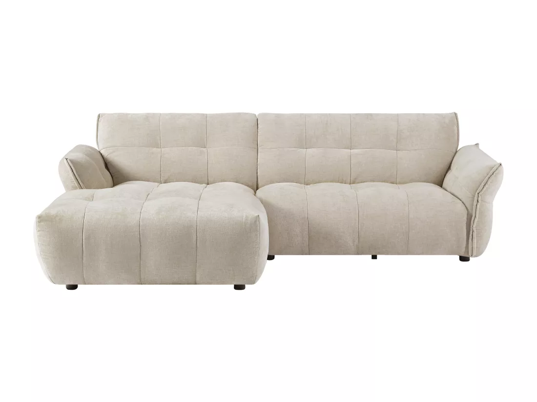Canapé d'angle gauche en tissu chiné beige NAPIZO