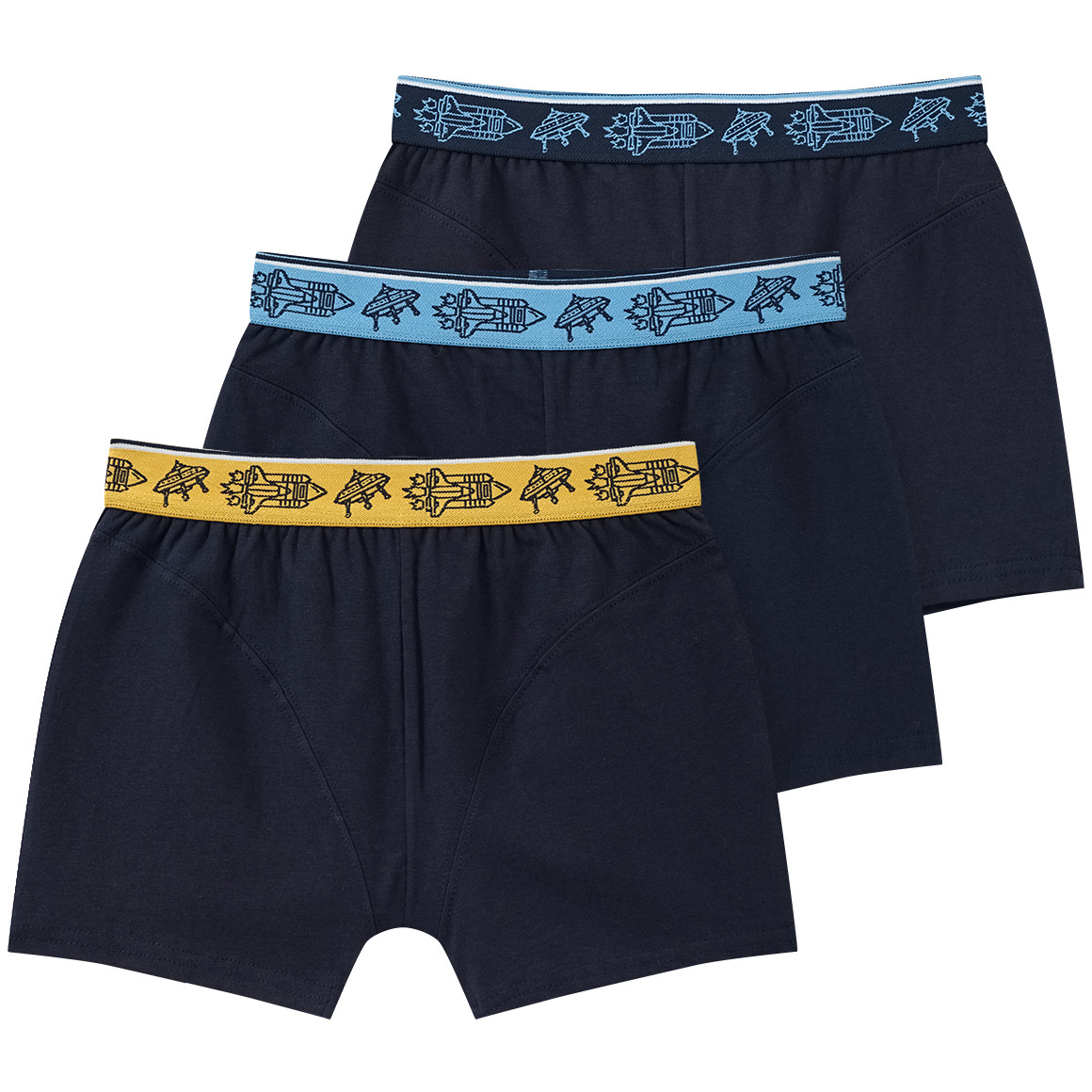 Yigga 3 Jungen Boxer in Unifarben dunkelblau