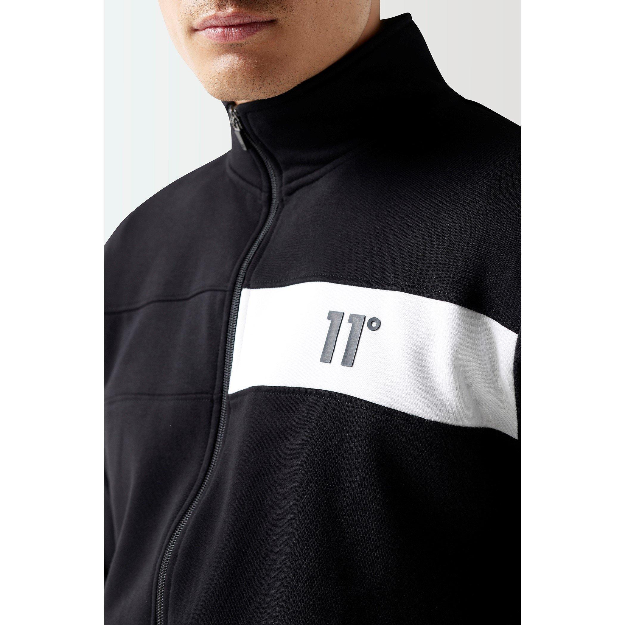 11 Degrees 11D Colour Block Full Zip Sweat Top Black  White