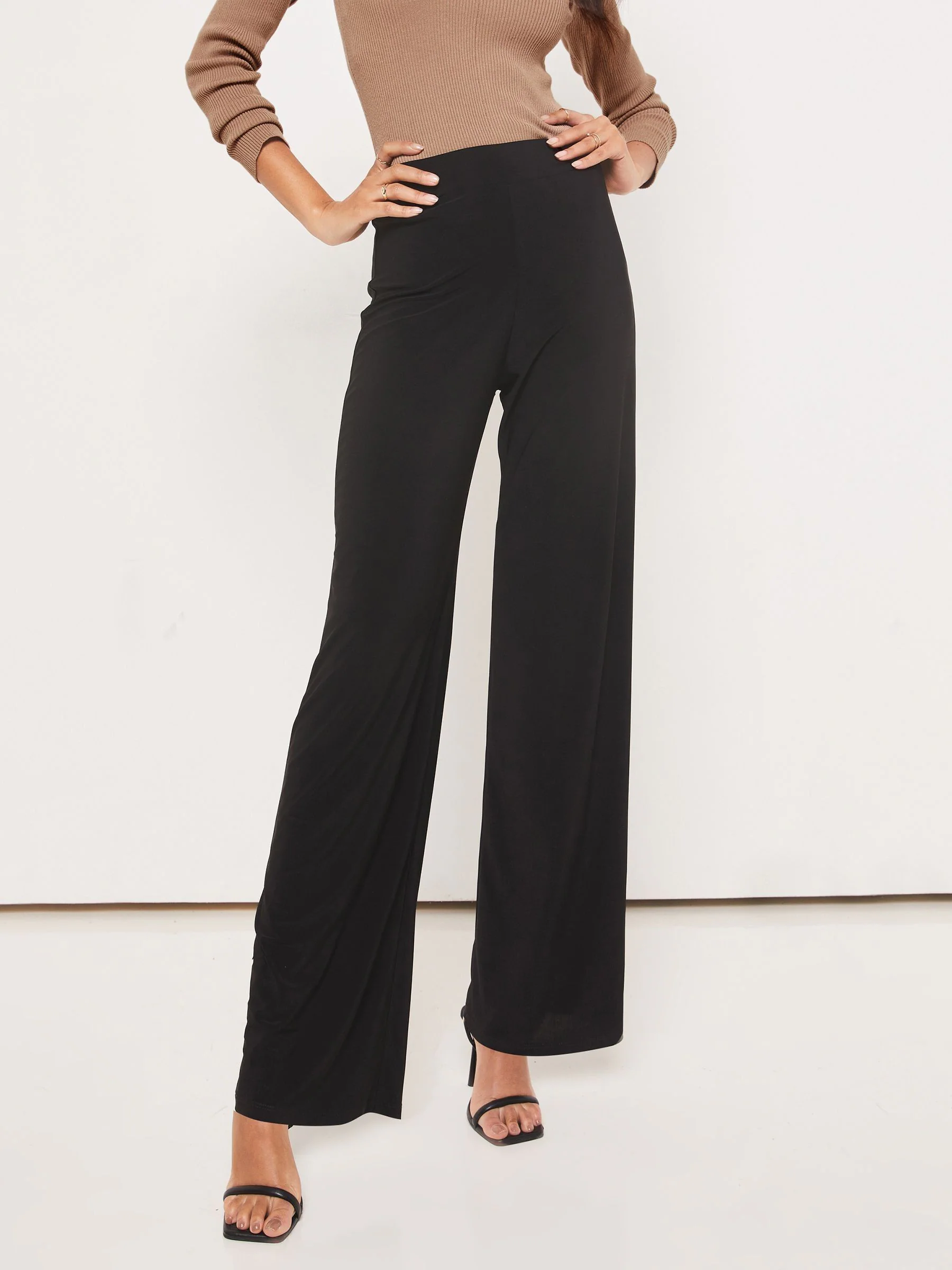 Zwart - Lipsy - Broek met wijde pijpen en hoge taille