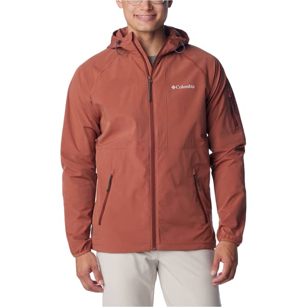 Softshell randonnée COLUMBIA TALL HEIGHTS HOODED SOFTSHELL AUBURN/SPICE RIPSTOP & ZIPS