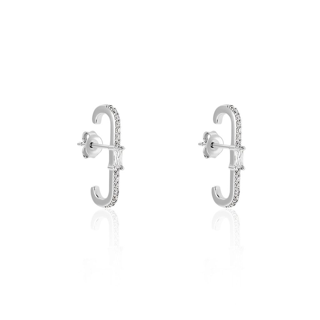 Boucles D'oreilles Puces Mabella Argent Blanc Oxyde De Zirconium